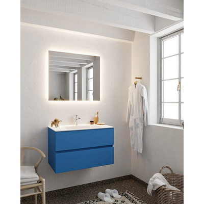 Mondiaz VICA Meuble salle de bains Jeans 2 tiroirs 80x50x45cm avec lavabo CLOUD Centre 1 trou de robinet