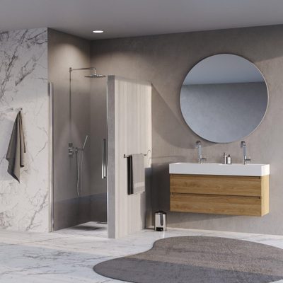 BRAUER Cosmic Porte de niche - 90x200 - pivotante - transparent - verre réversible incl. revêtement en verre - chrome