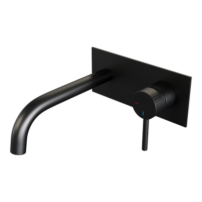 BRAUER Stripe Mitigeur lavabo encastré - bec courbé et plaque de recouvrement - modèle A1 - noir mat