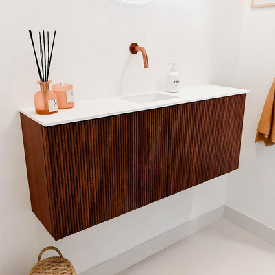 Mondiaz JOYA 100cm toiletmeubel - kleur Ruby - Wastafel FAYE positie Midden Zonder kraangat kleur Talc.