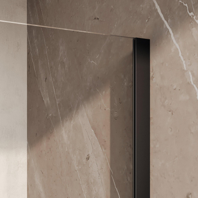 BRAUER Stellar Cabine de douche - 140x80x200cm - porte battante - revêtement de verre - réversible - verre clair - noir mat