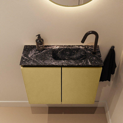 MONDIAZ TURE-DLUX 60cm toiletmeubel Oro. EDEN wastafel Lava positie rechts. Met 1 kraangat.