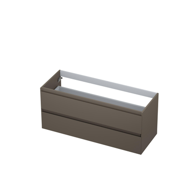 INK Wastafelonderkast - 120x45x52cm - 2 lades - greeploos - MDF lak - Mat taupe