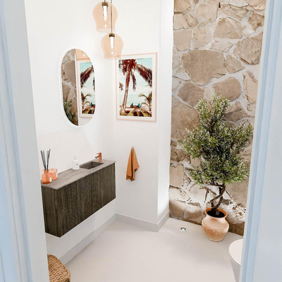 Mondiaz JOYA-DLUX 80cm toiletmeubel - kleur Shadow - Wastafel FAYE positie Rechts 1 kraangat kleur Oza.