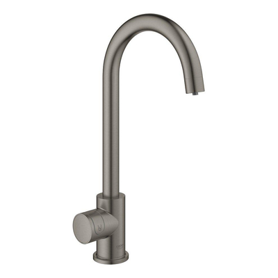 GROHE Blue Home Keukenkraan - 1-gats - C-uitloop - starterkit - Wifi - bleutooth - chilled en sparkling water - hard graphite geborsteld