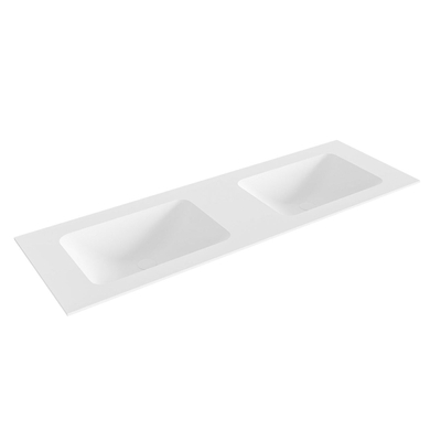 Mondiaz LEAF lavabo - 140x46x0.9cm - double vasque - sans trou de robinet - talc (blanc)