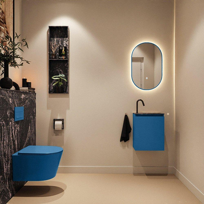 MONDIAZ TURE-DLUX Meuble toilette - 40cm - Jeans - EDEN - vasque Lava - position droite - 1 trou de robinet