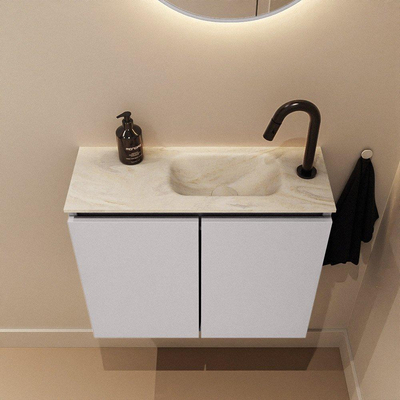 MONDIAZ TURE-DLUX 60cm toiletmeubel Cale. EDEN wastafel Ostra positie rechts. Met 1 kraangat.