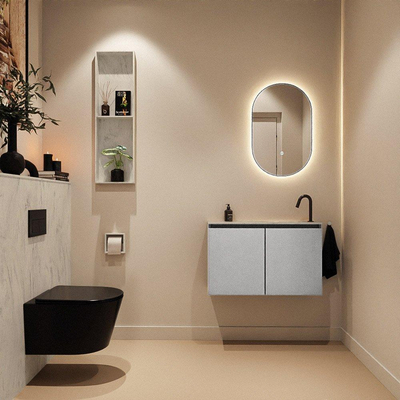 MONDIAZ TURE-DLUX Meuble WC 80 cm Plata. Lavabo EDEN Opalo position droite. Avec 1 trou de robinet.