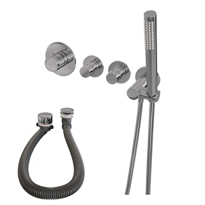 Brauer Chrome Edition Badkraan inbouw - douchegarnituur - 3 gladde knoppen - handdouche staaf 1 stand - chroom