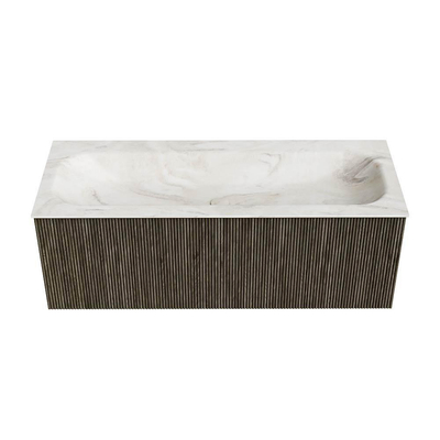 Mondiaz KURVE-DLUX Ensemble de meuble de salle de bains - 120x46x40cm - 1 tiroir - lavabo solid surface - central - 1 trou de robinet - Shadow