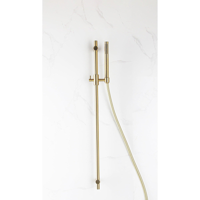 FugaFlow Eccelente Sobrado Badkamer glijstangset 90cm met staafhanddouche en gladde doucheslang PVD Geborsteld messing