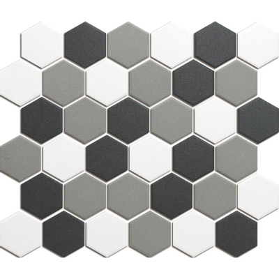 The Mosaic Factory London mozaïektegel - 28.2x32.1cm - wand en vloertegel - Zeshoek/Hexagon - Porselein Contrast mix Mat