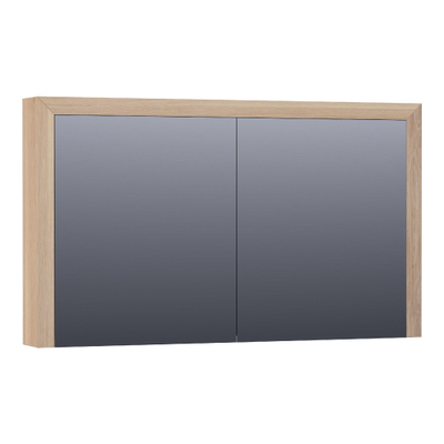 Saniclass Massief eiken Spiegelkast - 120x70x15cm - 2 links/rechtsdraaiende spiegeldeuren - Hout Smoked oak