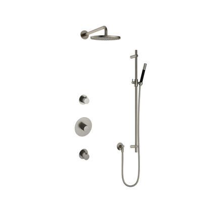 Hotbath Cobber IBS20 Ensemble de douche de tête encastré - bras mural 35cm - douche de tête ronde 20cm - douchette à main barre - barre de douche - nickel brossé