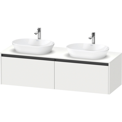Duravit Ketho.2 Wastafelonderbouwkast - inclusief consoleplaat - met 2 laden - voor dubbele waskommen - 160x55x45.9cm - met handgrepen antraciet - wit mat