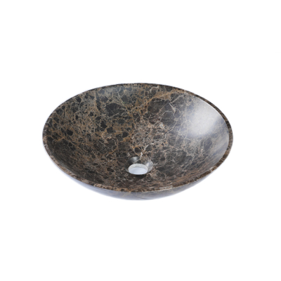Saniclass Dark Emperador - Vasque à poser 42x42x12cm - rond - pierre naturelle marbrée