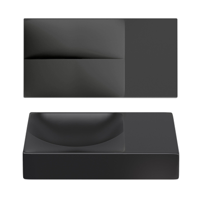 Clou Vale fontaines céramique lave-mains 38x19x7cm sans trou de robinet à droite Noir mat