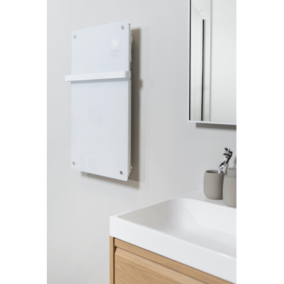 Eurom Alutherm panneau - 81,5x43,8cm - IP24 - 1200watt - wifi - mural - Vertical - métal/verre - blanc