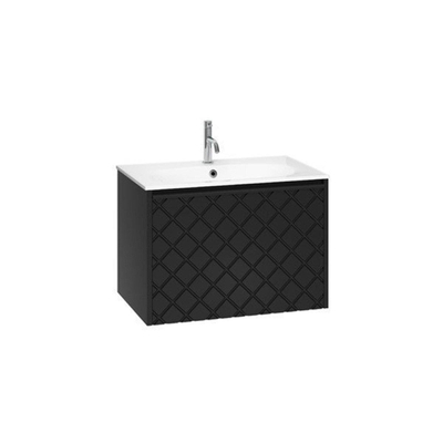 Crosswater Vergo ensemble de meubles de salle de bain - 69.8x47.6x45.5cm - 1 vasque en marbre minéral - blanc 1 tiroir - noir mat