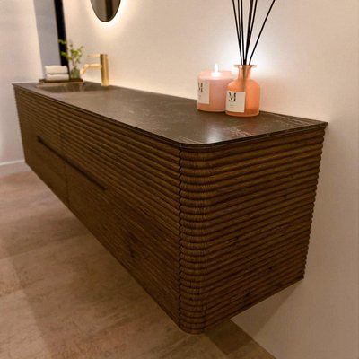 Mondiaz CIRO-DLUX Ensemble de meubles de salle de bains - 190x45x50cm - Lavabo solid surface Lava - 1 vasque à gauche - 1 trou de robinet - 4 tiroirs - Dusk