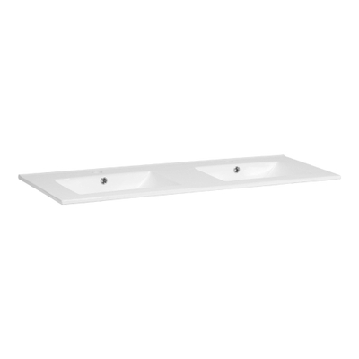 Meuble lavabo Brauer Frost - 120x46x2cm - trop-plein - 2 lavabos - 2 trous de robinet - céramique - blanc