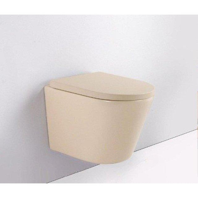 QeramiQ Dely Ensemble de toilette - réservoir encastré Qeramiq Flush - abattant 35mm - plaque de commande métal gunmetal - boutons ronds - beige