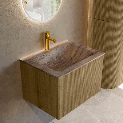 MONDIAZ KURVE-DLUX Meuble de salle de bains 60cm couleur Dusk avec 1 tiroir et 0 porte. Lavabo CLOUD Central 1 trou de robinet Oza.