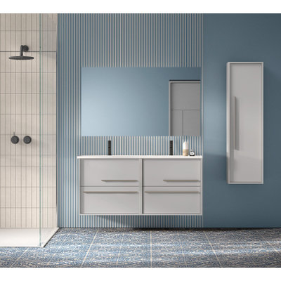 Saniclass Prime Essential Meuble sous lavabo - 120x55x46cm - 4 tiroirs - Poignée standard - MDF - mat greige (gris)