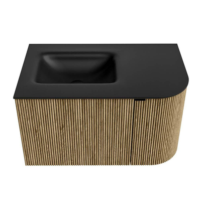 Mondiaz KURVE Ensemble meuble de salle de bains - 75x46x40cm - 1 tiroir - 1 porte - lavabo solid surface - gauche - sans trou de robinet - Dusk