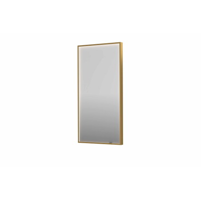 INK SP19 spiegel - 50x4x100cm rechthoek in stalen kader incl dir LED - verwarming - color changing - dimbaar en schakelaar - geborsteld mat goud