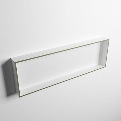 Mondiaz Easy nis 29.5x89.5x8cm voor Inbouw/opbouw 1 open vak Solid surface Talc/Army