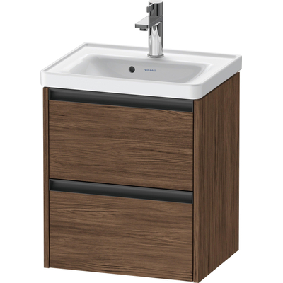 Duravit Ketho.2 Wastafelonderbouwkast - met 2 laden - 48.4x37.5x54.9cm - met grepen antraciet - donker noten mat