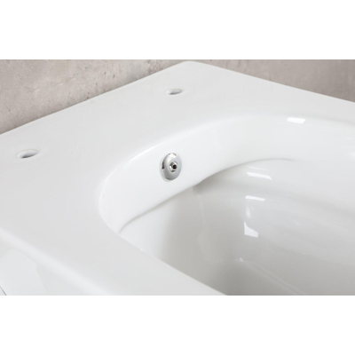 Wiesbaden Vesta WC suspendu rimless avec robinet de bidet eau froide brillant blanc