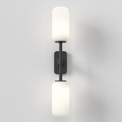 Astro Tacoma Twin Wandlamp/Plafondlamp - 230V - IP44 - cilinder - wit glas - mat zwart