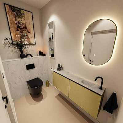 MONDIAZ TURE-DLUX Meuble toilette - 120cm - Oro - EDEN - vasque Opalo - position droite - 1 trou de robinet