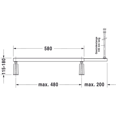 Duravit D-code Potenset - voor hoekbad per - 2 stuks in hoogte verstelbaar 11.5 - 18cm - overig (wit)