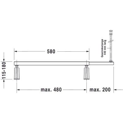 Duravit potenset voor hoekbad per 2 stuks in hoogte verstelbaar 11.5 18cm
