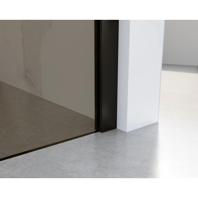 FortiFura Galeria douche à l'italienne - 90x200cm - verre fumé - noir mat