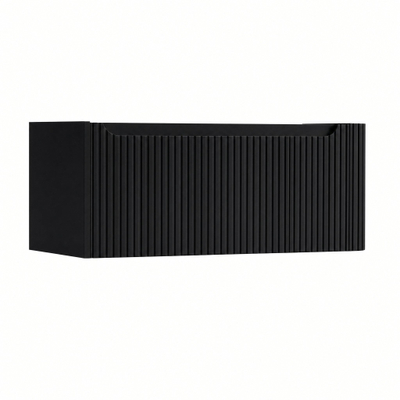 H&R Badmeubelen Juice Wastafelonderkast - 100x45x40cm - rechterhoek afgerond - 3D-front - 1 lade - geïntegreerde greep - zwart mat