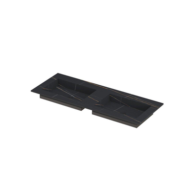 INK Post wastafel - 120x45x1cm - 2 wasbakken - 0 kraangaten - keramiek Lauren black mat