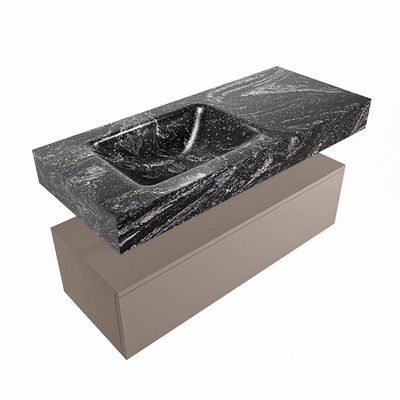 Mondiaz ALAN-DLUX Ensemble de meuble - 110cm - meuble Smoke mat - 1 tiroir - Lavabo Cloud Lava suspendu - vasque Gauche - 0 trous de robinet