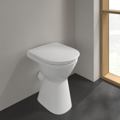 Villeroy & Boch ViCare Cuvette à poser à évacuation plate - sans rebord de rinçage - au sol - blanc Alpin brillant (blanc)