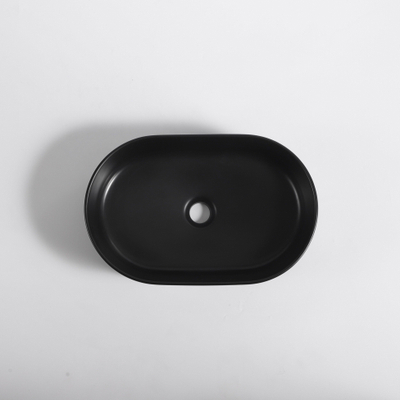 FugaFlow Efficiente Arredo Vasque - 50 × 32 × 12 cm - striée - ovale - céramique - noir mat