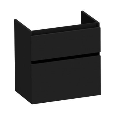 BRAUER Advance Small Wastafelonderkast - 60x39x60cm - 2 softclose greeploze lades - 1 sifonuitsparing - MDF mat zwart