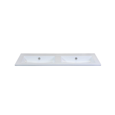 HR badmeubelen Gala Wastafel - 121x46x2cm - 2 wasbakken - 0 kraangaten - keramiek wit OUTLETSTORE