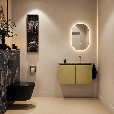 MONDIAZ TURE-DLUX Meuble toilette - 80cm - Oro - EDEN - vasque Lava - position droite - sans trou de robinet