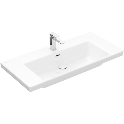 Villeroy & Boch Subway 3.0 lavabo pour meuble - 100x47x16.5cm - Rectangulaire 1 trou de robinet avec trop-plein Blanc Alpin brillant Ceramic+
