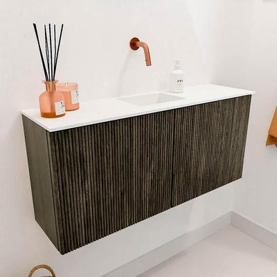 Mondiaz JOYA 90cm toiletmeubel - kleur Shadow - Wastafel FAYE positie Midden Zonder kraangat kleur Talc.
