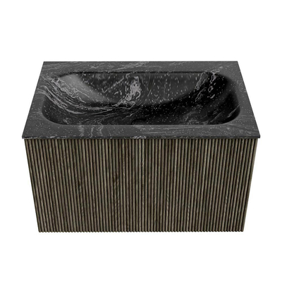 Mondiaz KURVE-DLUX Ensemble meuble de salle de bains - 70x46x40cm - 1 tiroir - vasque solid surface - central - sans trou de robinet - Shadow